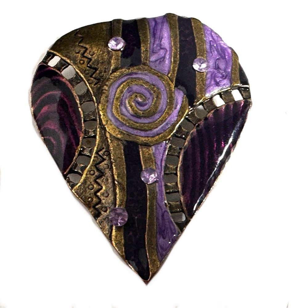 Victorian Whimsigoth Fairycore Teardrop Necklace Pendant Purple & Brass Amulet